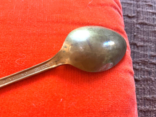 Vintage Wm Rogers Oneida Spoon Egyptian Revival Scarab Gold brass