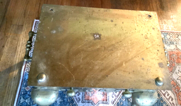 Antique 19th Century Victorian Brass Fireplace Footman Trivet Stool Bench