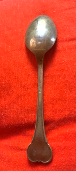 Vintage Wm Rogers Oneida Spoon Egyptian Revival Scarab Gold brass