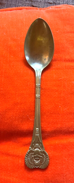 Vintage Wm Rogers Oneida Spoon Egyptian Revival Scarab Gold brass