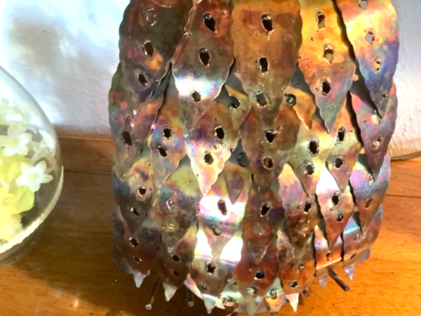 Vtg Brutalist Metal tin Owl Sculpture mid century Curtis Jere copper brass mcm