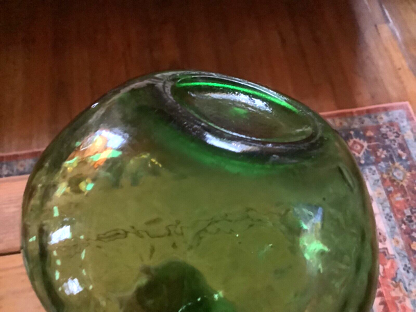 VTG Green Decanter Genie Bottle Diamond Pattern MCM mid century modern