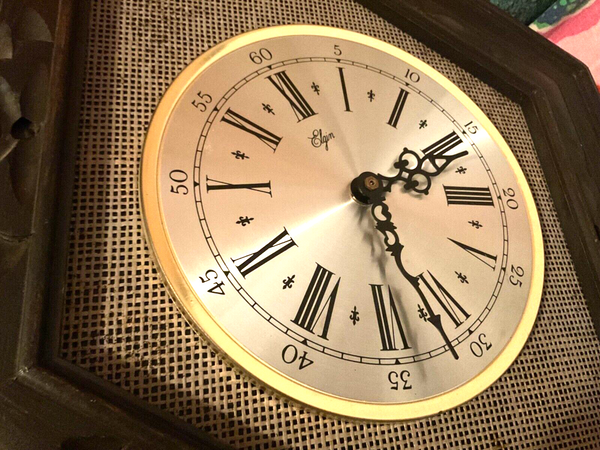 Vtg Mid Century Modern Wall Clock Elgin Diamond Shape MCM Atomic TESTED Vintage