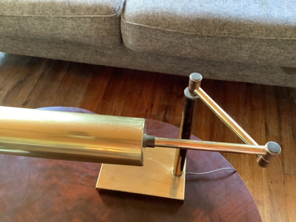 Vtg Brass Adjustable Swinging Arm desk table Pharmacy Table Lamp mid century