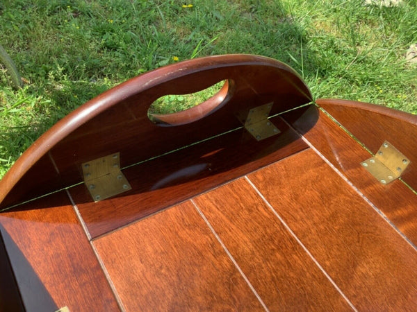 Vintage Wood Butler serving Tray Top Coffee Table Drop Leaves Chippendale Style
