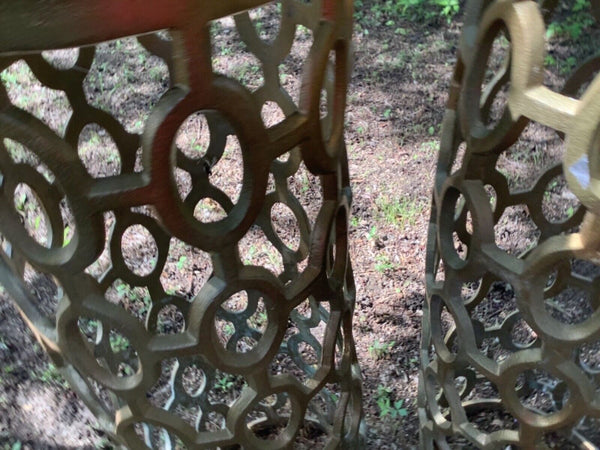 Vtg mid century modern cast metal aluminum Column pedestals stand art display