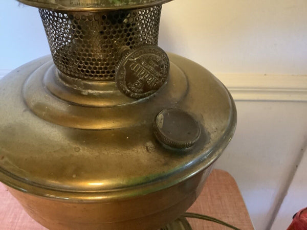 Vtg Aladdin Model #12 Brass Oil Table Lamp Kerosene Parlor Lantern Light