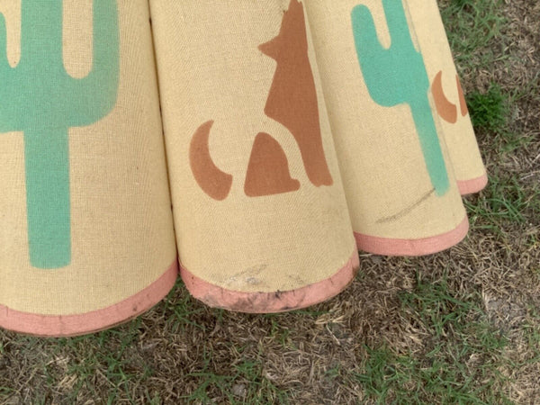 vtg Southwestern desert cactus wolf  lamp shade LAMPSHADE western