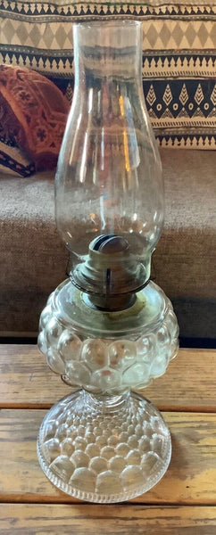Vtg Antique FISHSCALE Glass Bubble Kerosene Oil Lamp Chimney
