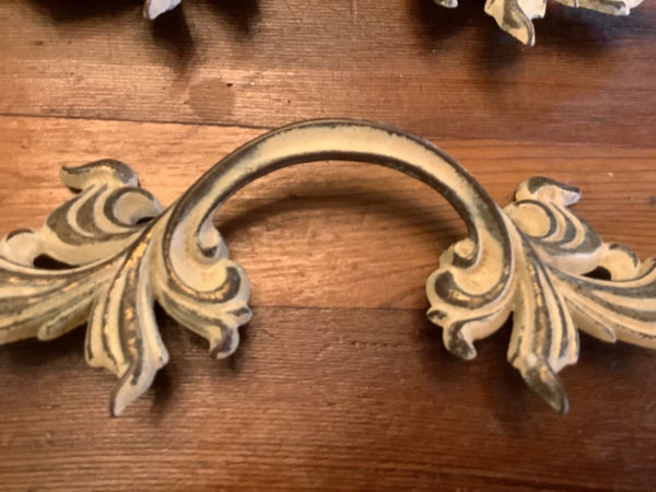Pair large French Provincial Shabby Dresser furniture Handles Pulls Vintage