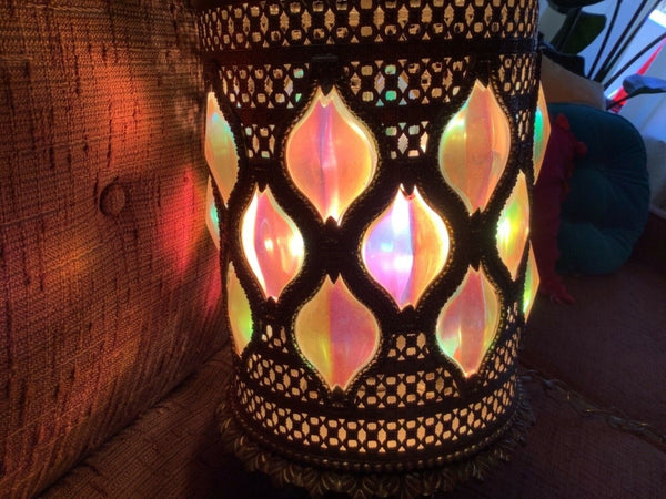 Vtg Hollywood Regency Brass Filigree Swag Lamp MCM mid century modern 3 way