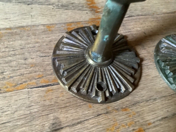 Vtg pair MID CENTURY MODERN brass starburst TOWEL ROD HOLDERS hardware