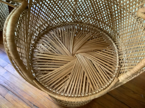 Vintage wicker mid Century modern retro Boho Modern Peacock Throne Chair