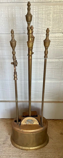 Vtg mid century Modern Nelson Hearth Kit Brass Fireplace Tools