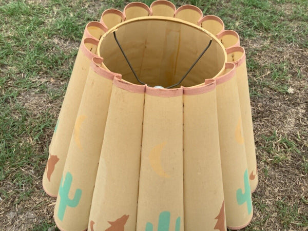 vtg Southwestern desert cactus wolf  lamp shade LAMPSHADE western