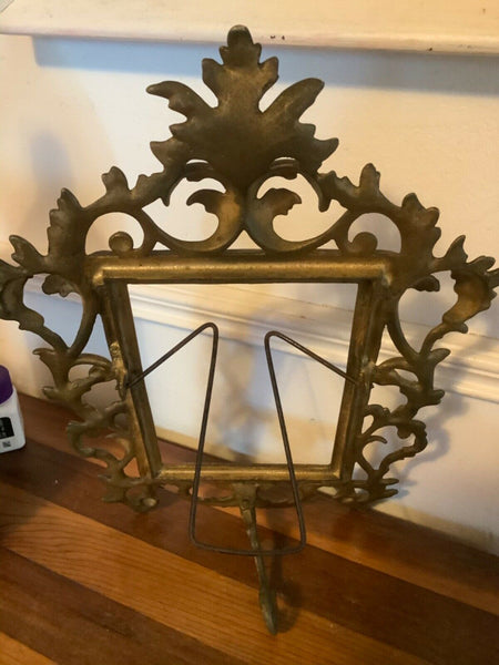 VTG Ornate BRASS FRAME Picture Art Nouveau Hollywood Regency Scrolled Antique