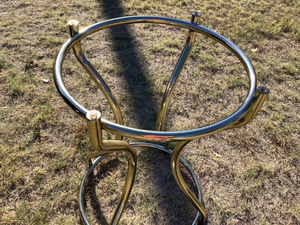 Vtg wicker Mid Century Modern Chrome Metal Tubular stand Table Missing Glass