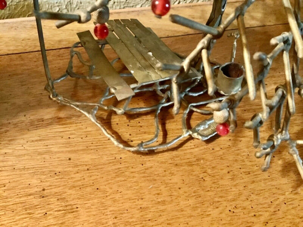 Vtg mid century Brass Tree Bench MCM table top Sculpture Eames Era McNally brass