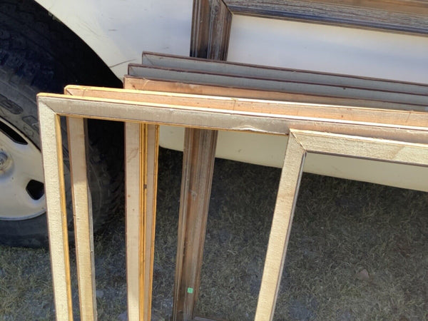 Vtg LOT 21 large PICTURE FRAMES ART Linen wood wooden Wall Collage crafts