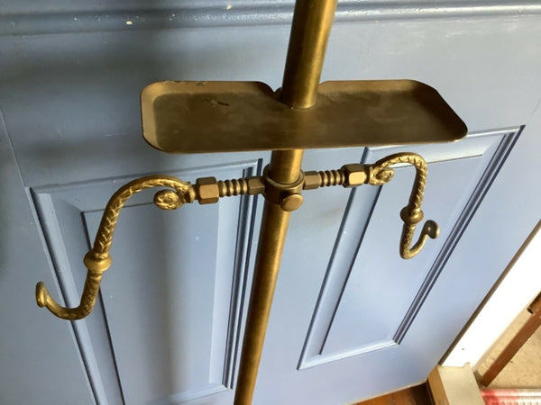 Vtg antique Mens Solid Brass Valet Suit stand clothes hanger