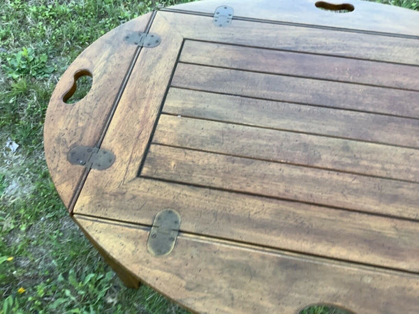 Vtg  Coffee Oak  Butler’s campagne Tray  coffee Table Davis Cabinet Company
