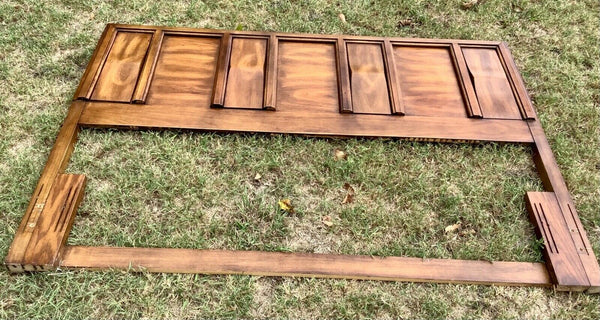 Vtg full size mid century modern mcm Wood Hooker Headboard bed frame