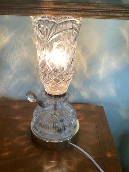VTg CUT CRYSTAL GLASS TABLE nightstand LAMP VANITY BOUDOIR grapes nightlight