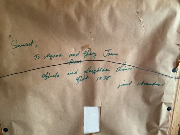 Vtg Painting sunset Landscape Desert Saguaro Cactus Mountains Southwest 1978