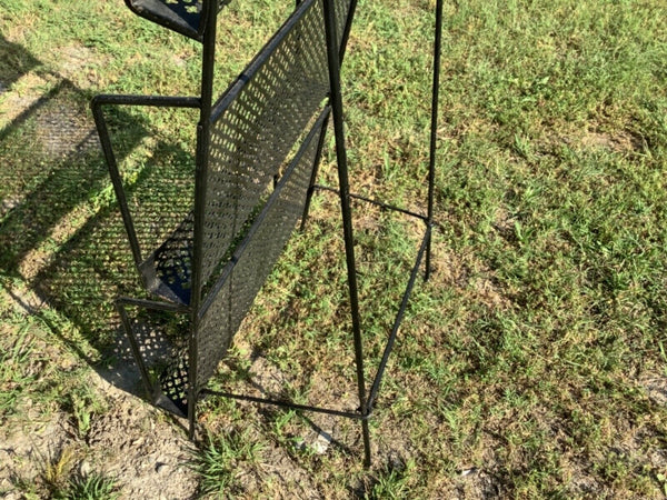 Vtg Mid-Century Modern Stand Magazine Record Metal Wire mesh rack folding mcm