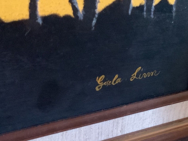 Vtg Painting sunset Landscape Desert Saguaro Cactus Mountains Southwest 1978