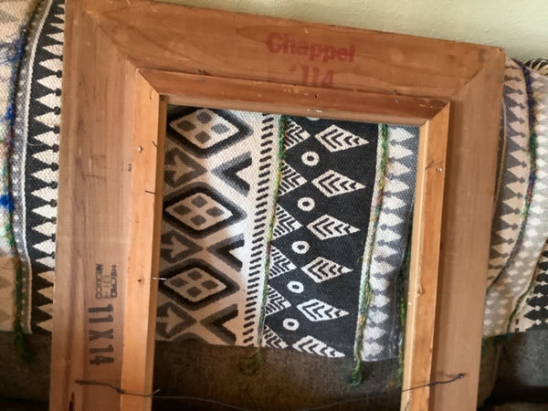 Vtg gold  Mexico mid century McM Wood wooden Picture Frame Linen 11 x14