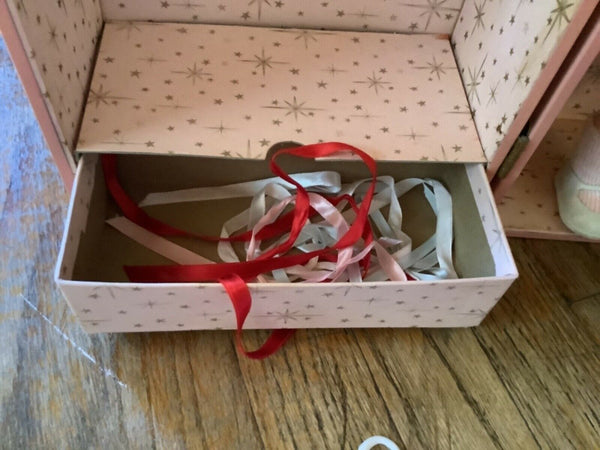 Vintage Vogue Doll with Lot of Clothes dress hangers  and trunk pink