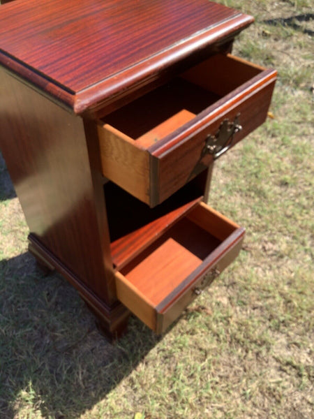 Vintage wood antique nightstands pair chippendale style with drawers end tables