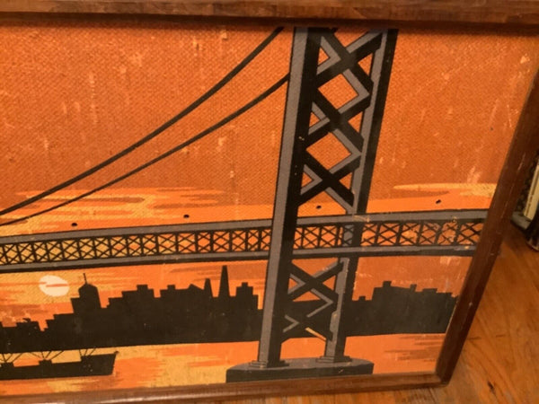 Vtg Belart lighted pictures Mid-century Cityscape Golden Gate Bridge wall art