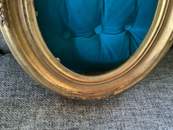 ANTIQUE VTG GOLD GILT Carved WOOD OVAL PICTURE FRAME