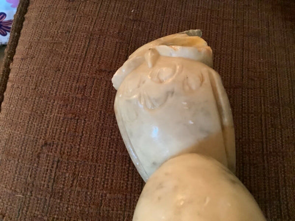 Vintage Stone Statue Figurine carved Alabaster Owl bird  mid century modern