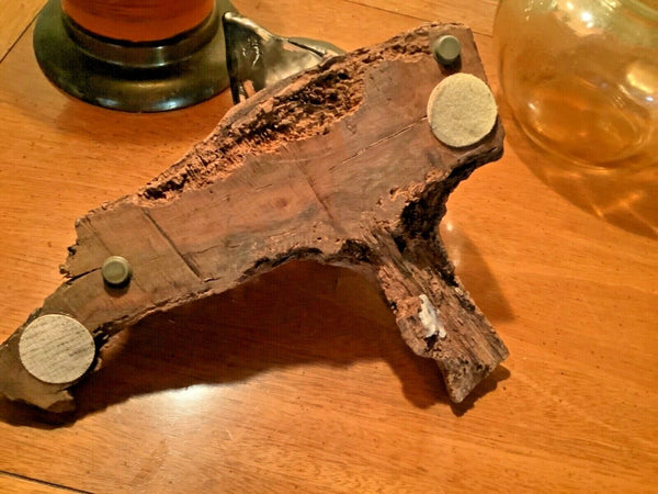 Vtg wood Owls Bird on branch tree sculpture signed Lr