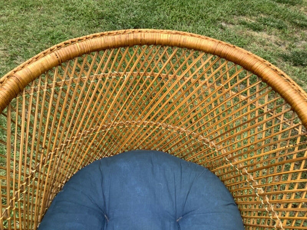 Vintage Wicker Rattan Peacock Fan Throne Chair Mid Century Modern Boho Chic mcm