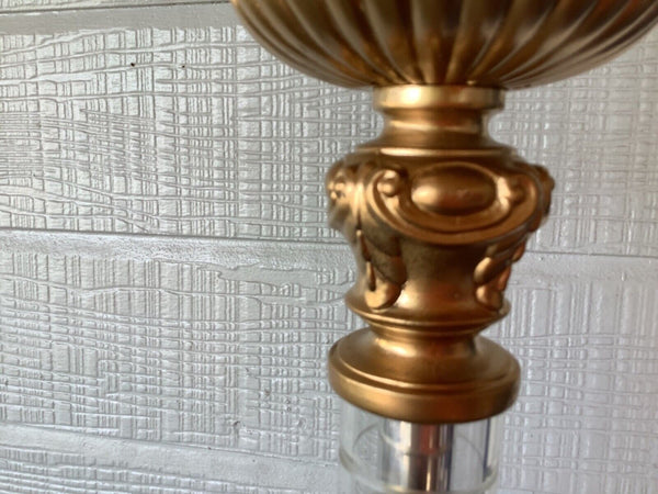 Vtg Art Deco Funeral etched glass mirror base antique torchiere floor lamp rare