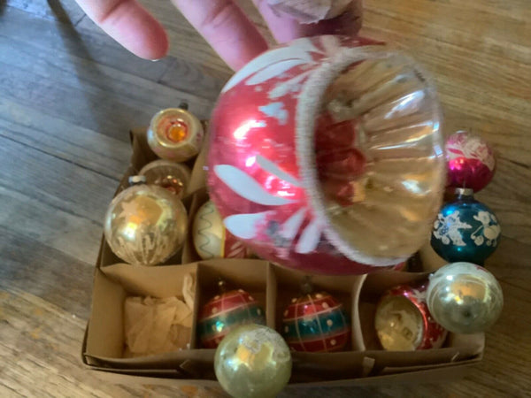 VTg mid century MERCURY GLASS BALL TREE CHRISTMAS ORNAMENTS