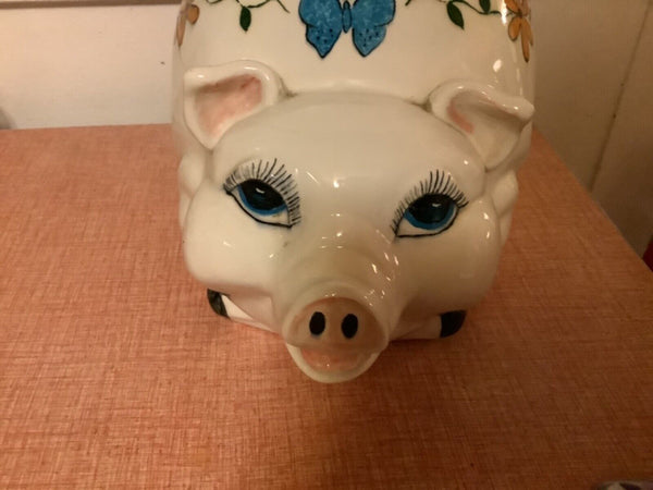 Vintage pottery ceramic piggy Pig Bank retro