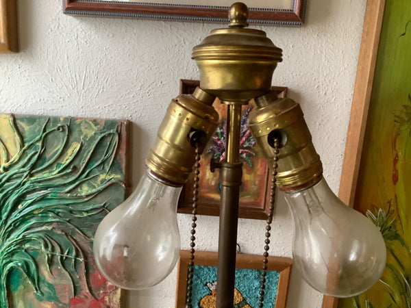 Vtg Mid century modern  brass lily Pad Lotus table Floor Lamp double socket mcm
