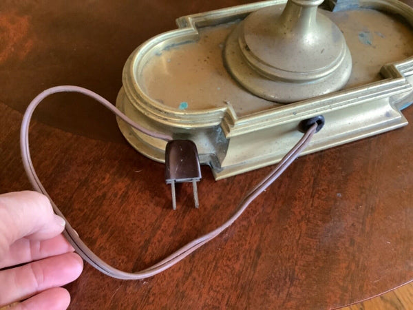 Vtg French Bouillotte Brass Candlestick Adjustable Tole Desk Table Lamp shade