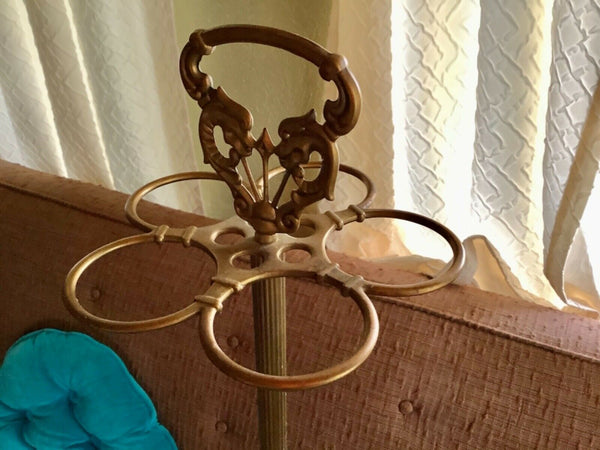 Vintage Brass Umbrella shape Holder w/ Dragon Handle Cane Parasol Footed Stand