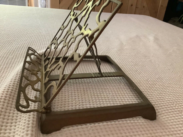 Vintage Solid Brass Adjustable Book Music Art Stand Easel Holder cookbook