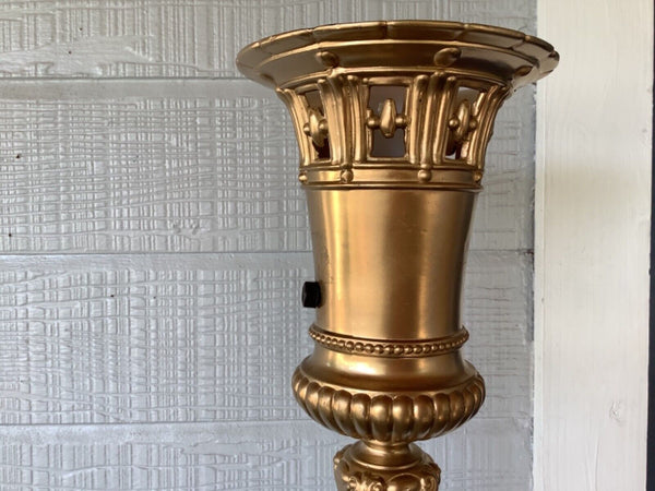 Vtg Art Deco Funeral etched glass mirror base antique torchiere floor lamp rare