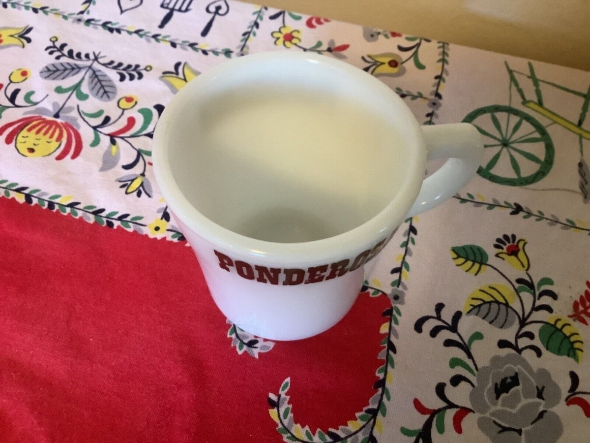 Vintage Pyrex Ponderosa Restaurant White Milk Glass Mug Coffee Cup Made In  USA