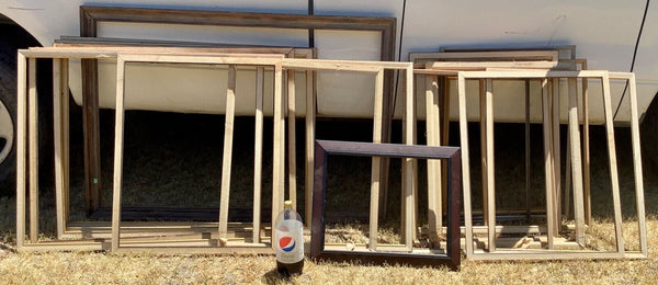 Vtg LOT 21 large PICTURE FRAMES ART Linen wood wooden Wall Collage crafts