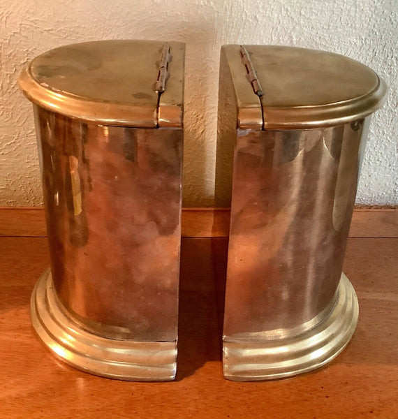 Vtg Sarreid Ltd. Mid century MCM Brass Copper Bookends book ends Storage Box