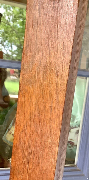 Vtg  Antique Mission OAK wood Hat Coat Rack Hall Tree floor Stand  Brass hooks